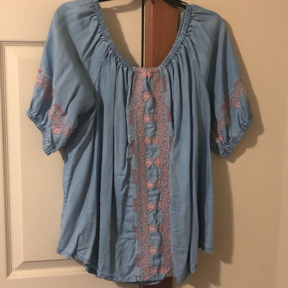 Crown & Ivy off the shoulder blouse.
